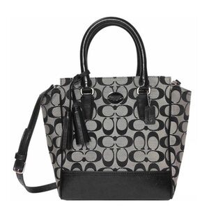 Coach Signature Legacy Mini Tanner Black & White Tote Bag